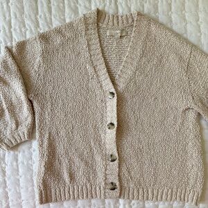 LOFT Cotton Oatmeal Cream Cardigan